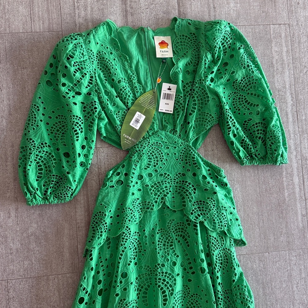 Farm Rio Green Dress size XXS NWT - Picture 5 of 9